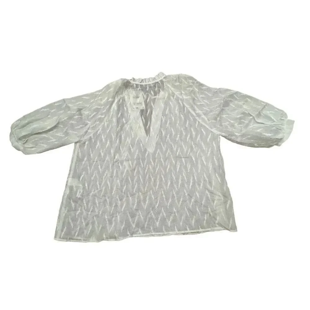 Zara Women Shirt Blouse Top L White Half Sleeve 3564/167 NWT
